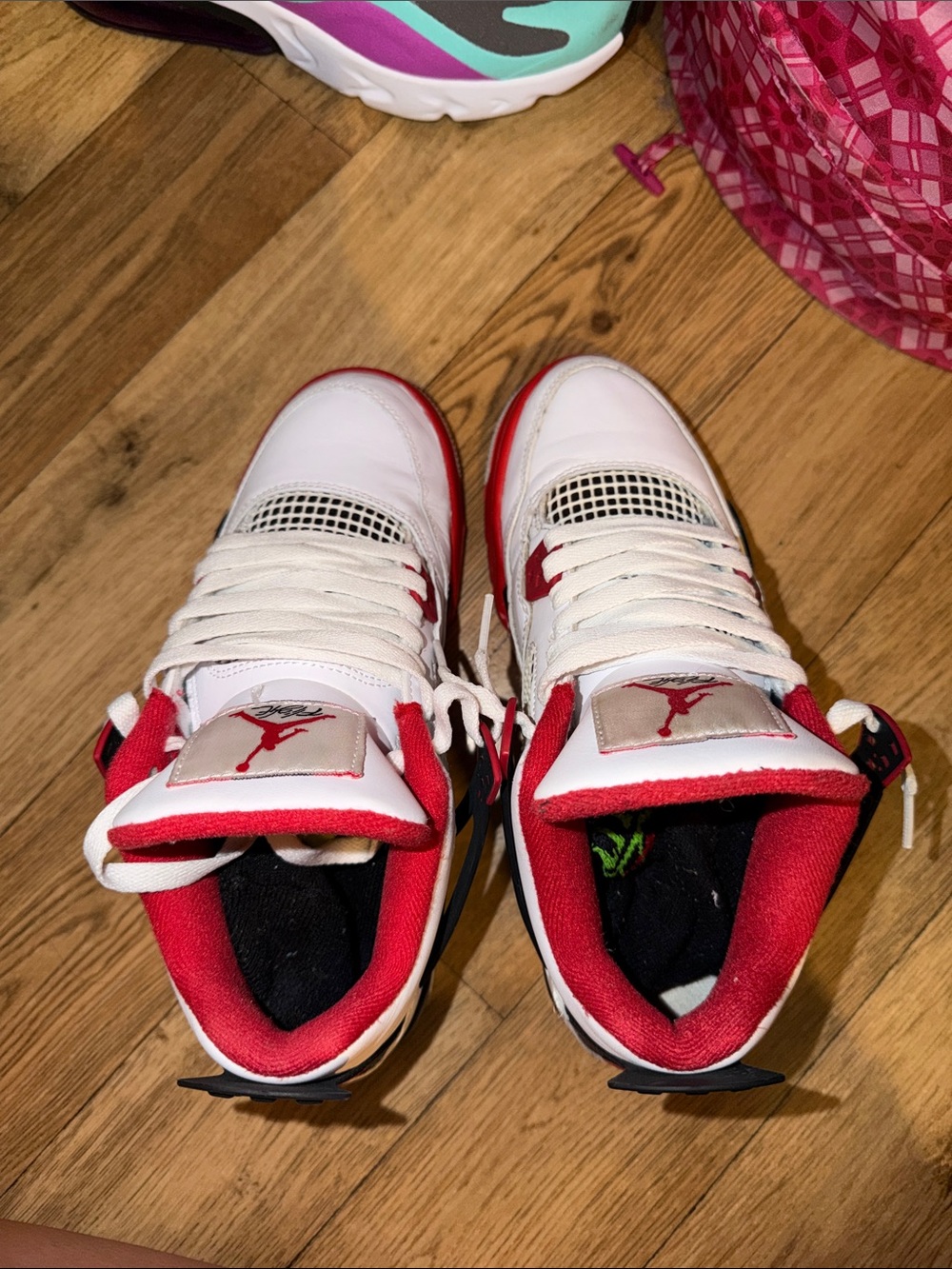 Jordan Kids White and Red Retro Basketball Sneakers with Jumpman
